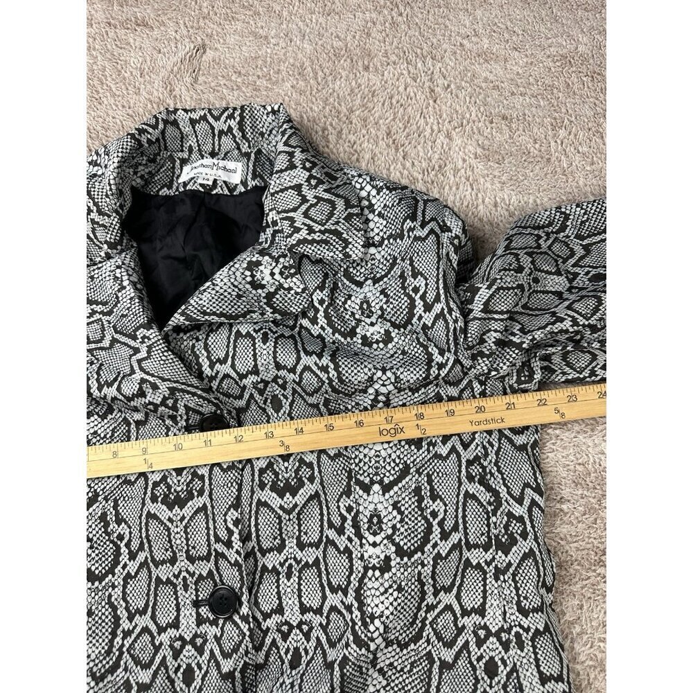 Jonathan Michael Python Snakeskin Print Coat Jacket Gray Black Women’s 14 - Picture 10 of 11